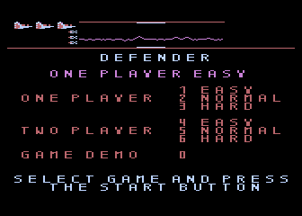 Defender title screen for Atari 5200